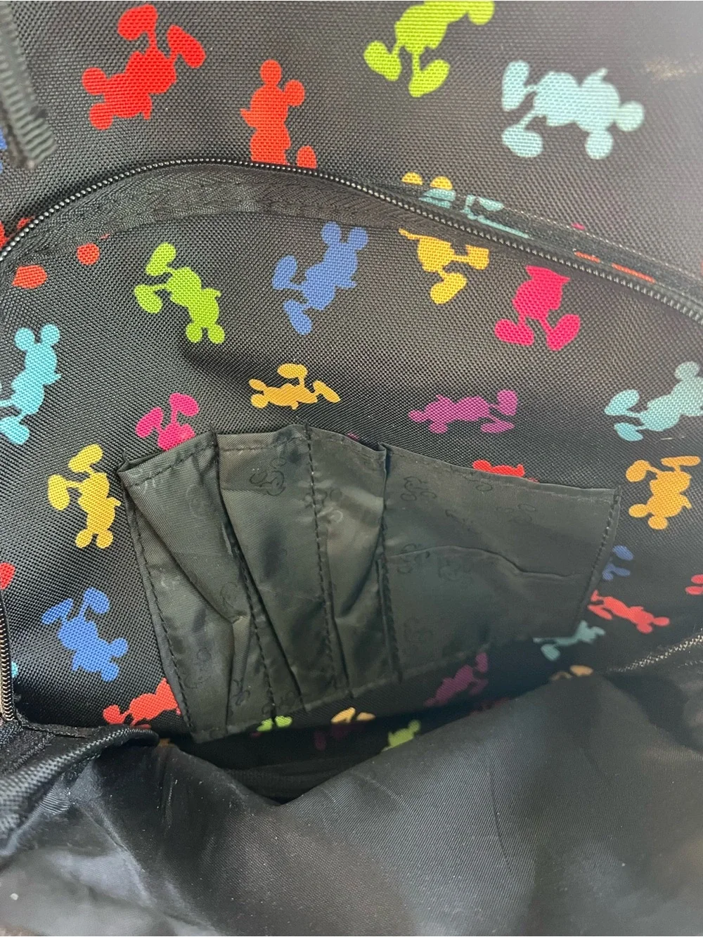 Disney Black Backpack with Rainbow Mickey Silhouettes